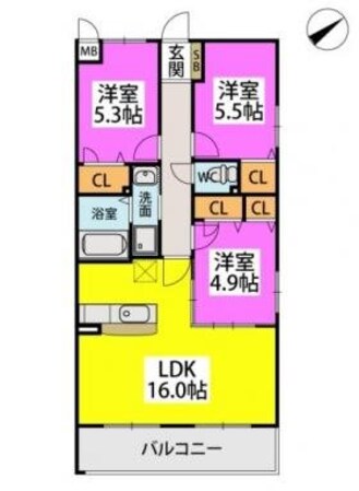 ボルドーV番館の物件間取画像